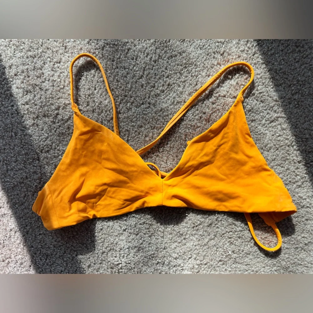 girlfriend collective lanai bikini swim top spritz yellow XS